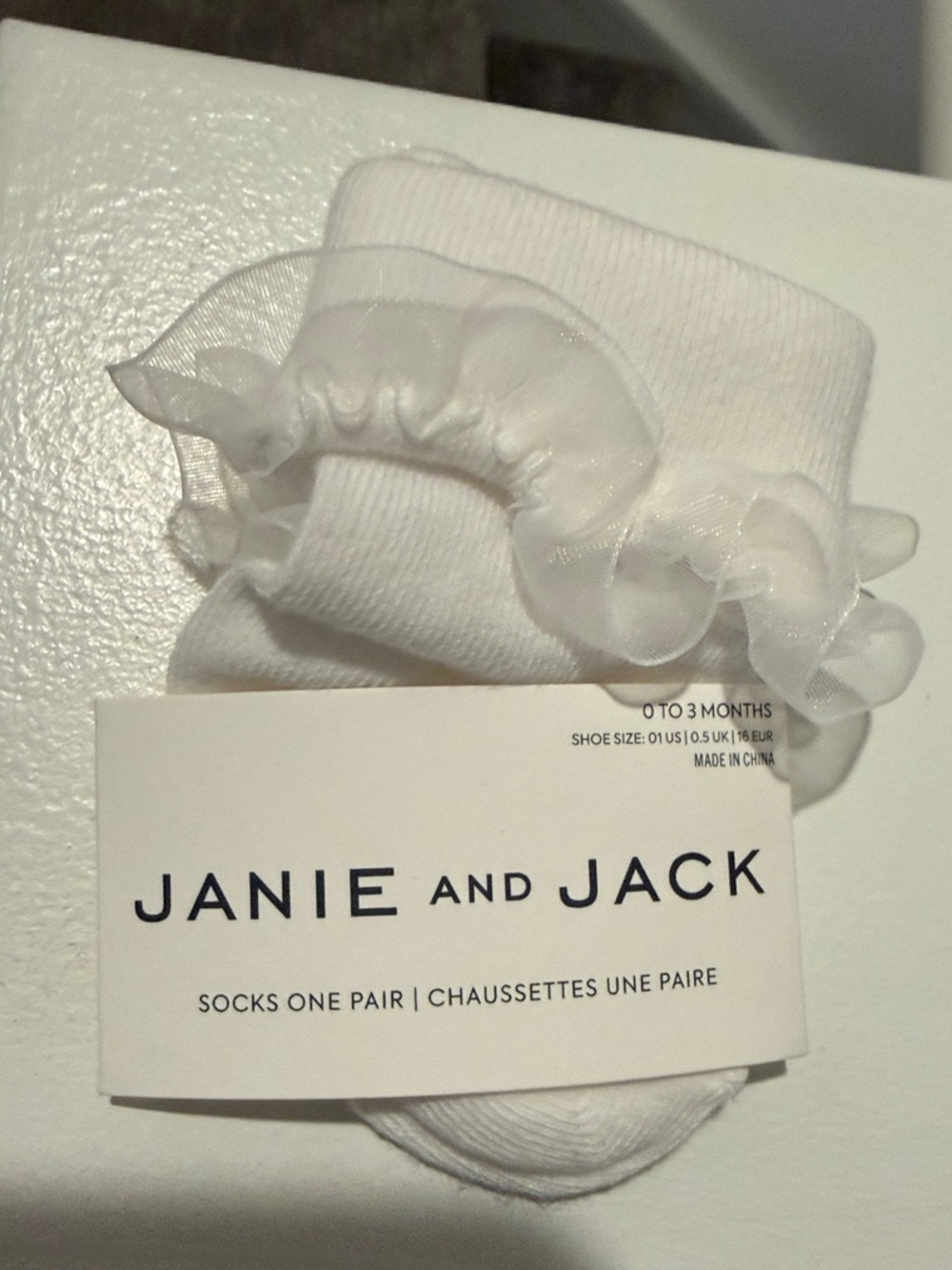 Janie and Jack White Ruffle Trim Infant Socks